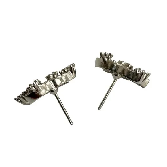 CHANEL Silver Logo Earrings